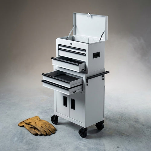 20-Inch Heavy Duty Steel Tool Chest, 300 Lbs Capacity, White — Studio Shot