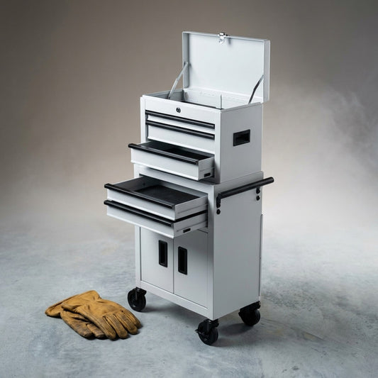 20-Inch Heavy Duty Steel Tool Chest, 300 Lbs Capacity, White — Studio Shot