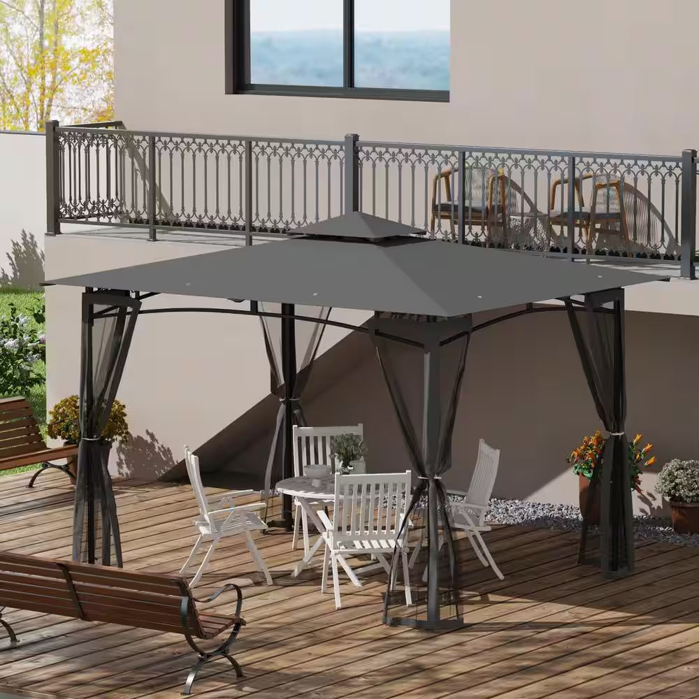 Patio Gazebo 10 Ft. X 12 Ft. Dark Gray Gazebo